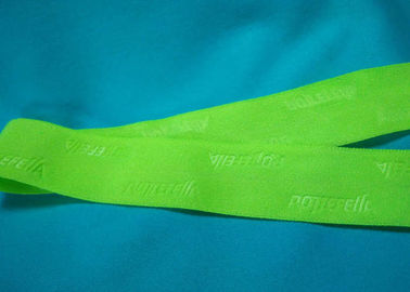 100% Polyester / Nylon dệt kim Folded Elastic Ribbon Với Biểu tượng nổi
