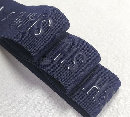 Logo 3D tùy chỉnh dây đai đàn hồi Glossy Matte Silicone Polyester Webbing cho phụ kiện may mặc