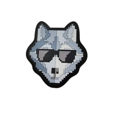 Biểu tượng silicone 3D tùy chỉnh - Pixel Art Wolf Shape Silicone Heat Transfer Patch cho quần áo