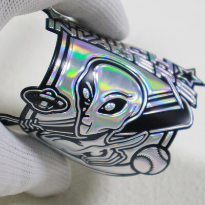Custom Iridescent TPU Voltage Patch - Holographic 3D Alien Logo Badge for Sportswear