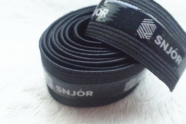 Băng thun mềm thời trang Polyester, băng thun đen có in logo