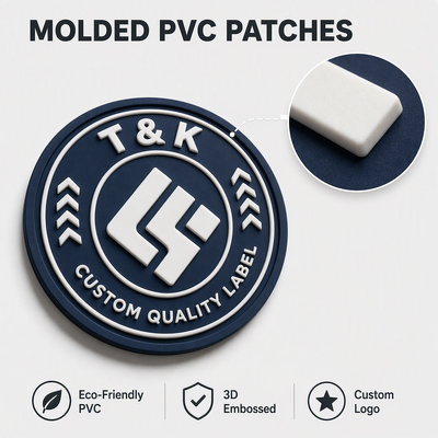 Nhãn hiệu chuyển nhiệt PVC tùy chỉnh với hiệu ứng đúc 3D - Tương thích với môi trường và có thể giặt để xây dựng thương hiệu quần áo