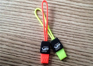 Màu huỳnh quang màu Kéo dây kéo cao su với Logo dập nổi cho hàng may mặc, túi xách, hành lý