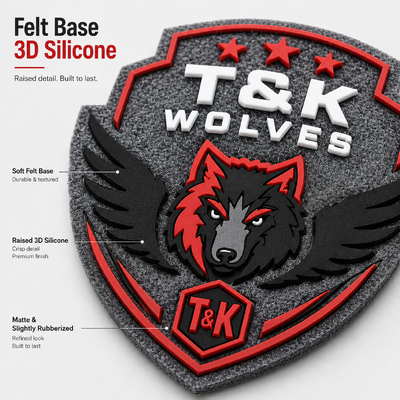 Hình 3D silicone phù hiệu tùy chỉnh Logo nâng cao Khai trên đội bền Patch tùy chỉnh sản xuất trực tiếp OEM