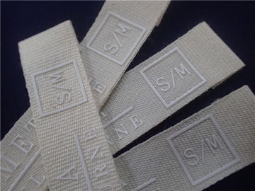 Nhãn vải in màu trắng với logo Silicone cho quần áo thể thao Patch