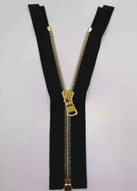 Open End Brass Metal răng Zipper với màu vàng sáng bóng cho dệt may gia đình
