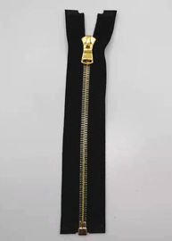 Open End Brass Metal răng Zipper với màu vàng sáng bóng cho dệt may gia đình