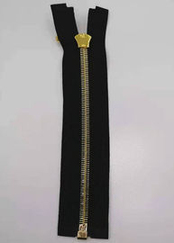 Open End Brass Metal răng Zipper với màu vàng sáng bóng cho dệt may gia đình