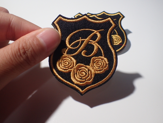 Eco Unique Phong cách thêu tùy chỉnh Patch Gold Rose Tăng Hiệu ứng