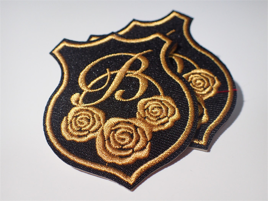 Eco Unique Phong cách thêu tùy chỉnh Patch Gold Rose Tăng Hiệu ứng