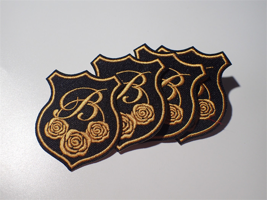 Eco Unique Phong cách thêu tùy chỉnh Patch Gold Rose Tăng Hiệu ứng