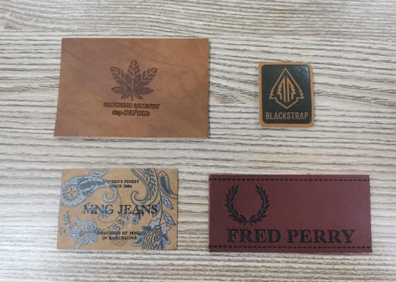 May trên quần áo Các bản vá da PU Nhãn may Logo nổi