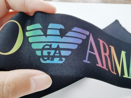 Dây thun đen Spandex / Nylon 3CM với Logo đầy màu sắc tùy chỉnh