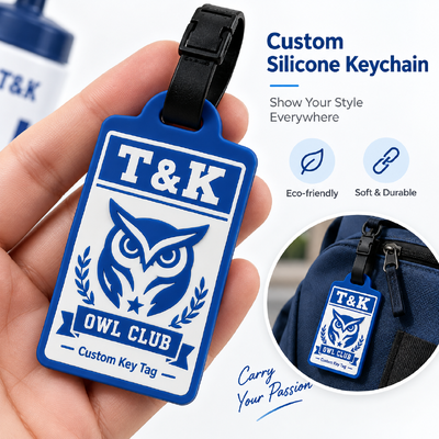 Nhãn túi silicone tùy chỉnh với logo 3D cho ba lô Keychains và phụ kiện