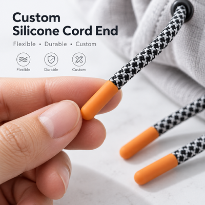Đầu dây silicone tùy chỉnh với dây polyester thân thiện với môi trường cho phụ kiện dây rút bền bỉ