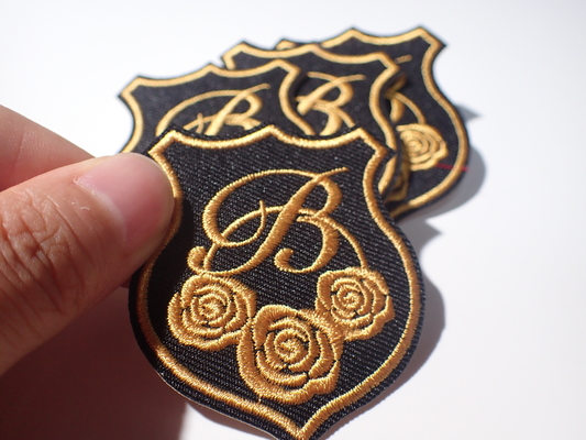 Eco Unique Phong cách thêu tùy chỉnh Patch Gold Rose Tăng Hiệu ứng